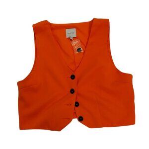 Love Tree Womens Orange Button-Up Vest Size Large With Extra Button. NWT